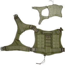 Wgwioo Tactical Service Dog Harness, Dog Training Vest with Molle Pouches and Bottle Holder for Medium Large Dogs