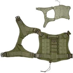 Wgwioo Tactical Service Dog Harness, Dog Training Vest with Molle Pouches and Bottle Holder for Medium Large Dogs