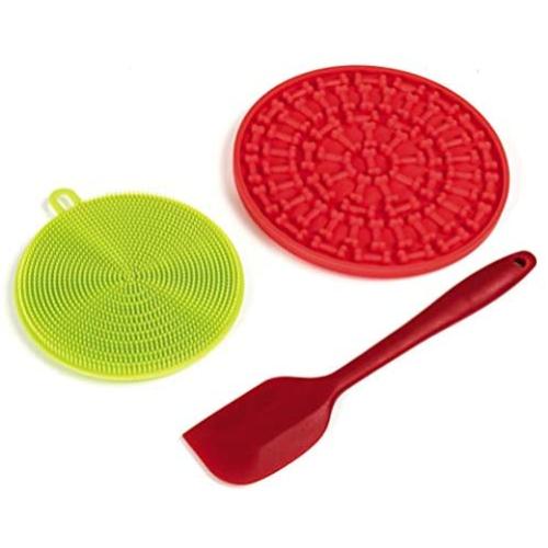 Dog Lick Mat for Pets with Super Feeder Licking Dog Pad | Set of one Spatula with Pad Cleaner | Can be Used for Pet Bathing Grooming Training at Home Indoor & Outdoor Activities