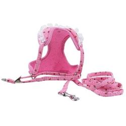 AUEAR, Soft Mesh Fabric Small Dog Vest Harness Girl Harness Leash Set Harness Leash Set for Small Dogs Puppy Vest Harness Cat Vest Harness Pink Color (Style B: Chest 11.8-19.7'', Neck 10'')