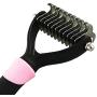 snailmon Double Sided Pet Dematting Rake Comb,6+11 Teeth,Professional Undercoat Rake Brush for Dogs & Cats, Blue/Pink (Pink)