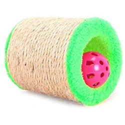 LucaSng Cat Scratching Post, Sisal Rope-Covered Cat Scratcher,Cat Posts with Fluff and Bell Ball Inside，Kitten Supplies for Cat Exercise,Cat Stuff for Indoor Cats,Cat Scratch Post