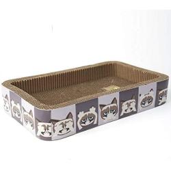 PetRageous G16116 Grumpy Cat Hear See Speak No Evil Corrugated Cat Corrugated Cat Lounge Scratcher 20-Inch Long 12-Inch Wide 3.5-Inch Tall with Cat Nip is Great for Cats, Gray