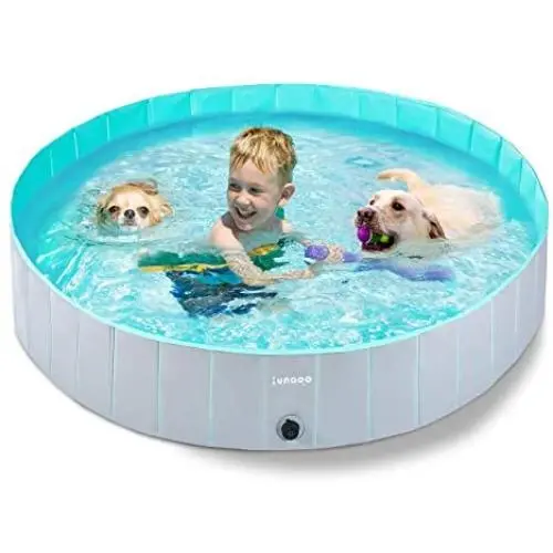 lunaoo Foldable Dog Pool - Portable Kiddie Pool for Kids, PVC Bathing Tub, Outdoor Swimming Pool for Large Small Dogs lunaoo Foldable Dog Pool - Portable Kiddie Pool for Kids, PVC Bathing Tub, Outdoor Swimming Pool for Large Small Dogs