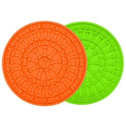 chokeberry Lick Mat for Dogs - 2020 Dog Slow Feeder Mat, Dog Distraction Device Perfect for Dog Calming Treats, Anxiety Relief, Slow Treat Dispensing Mat with Super Suction Cups (Green & Orange)