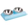 Vealind Double Pet Dog Bowl with Raised Stand, 15 Degree Tilted Non Slip Cat Food and Water Feeding Bowls