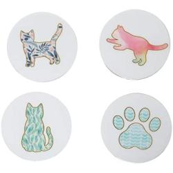 Pearhead Cat Cork Coaster Set, Pet Themed Home Decor