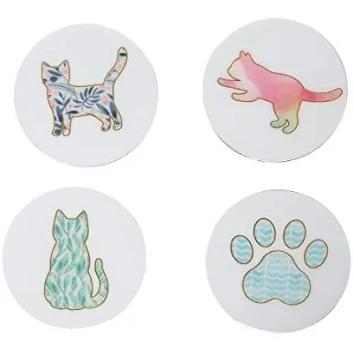 Pearhead Cat Cork Coaster Set, Pet Themed Home Decor Pearhead Cat Cork Coaster Set, Pet Themed Home Decor