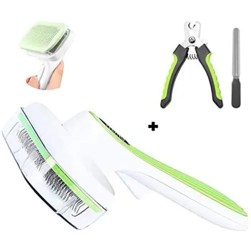 UHKZ Grooming Brushes Set-Self Cleaning Pet Slicker and Nail Clippres for Dogs and Cats with Long Short Hair.Easy to Clean Pet Grooming Brushes Tools for Shedding UHKZ Grooming Brushes Set-Self Cleaning Pet Slicker and Nail Clippres for Dogs and Cats with Long Short Hair.Easy to Clean Pet Grooming Brushes Tools for Shedding