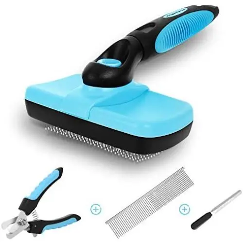 Angelland Dog Brush and Cat Brush for Shedding and Grooming,Self Cleaning Slicker Brush Tool 4-Piece Set, Comb for Matted Hair,Long Hair and Short Hair, Nail Clippers and Grinder Angelland Dog Brush and Cat Brush for Shedding and Grooming,Self Cleaning Slicker Brush Tool 4-Piece Set, Comb for Matted Hair,Long Hair and Short Hair, Nail Clippers and Grinder
