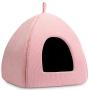 Hollypet Self-Warming Cat Bed, 2 in 1 Cat Tent Cave for Kittens and Small Dogs, 16 x 16 x 17 inches Triangle Feline House Hut with Washable Cushion for Indoor Outdoor