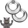 KUNWU Stainless Steel Cat Feeding and Watering Supplies Bowls Basins for Medium Cats Set of 2 Pieces (350 ml)