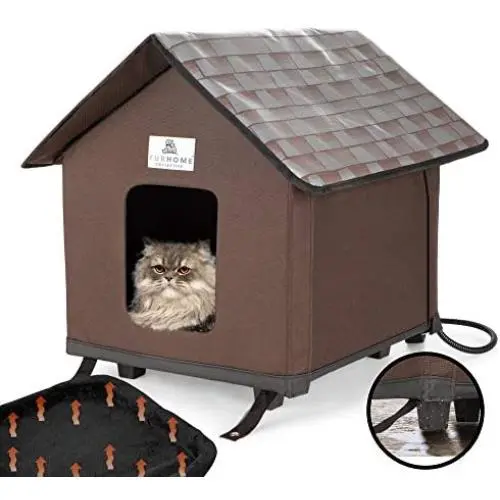 FURHOME COLLECTIVE Heated Cat Houses for Indoor Cats, Elevated, Waterproof and Insulated - A Safe Pet House and Kitty Shelter for Your Cat or Small Dog to Stay Warm & Dry.