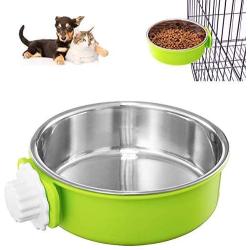 Crate Dog Bowl, Removable Stainless Steel Coop Cup Hanging Pet Cage Bowl Large Water Food Feeder for Dogs Cats Rabbits