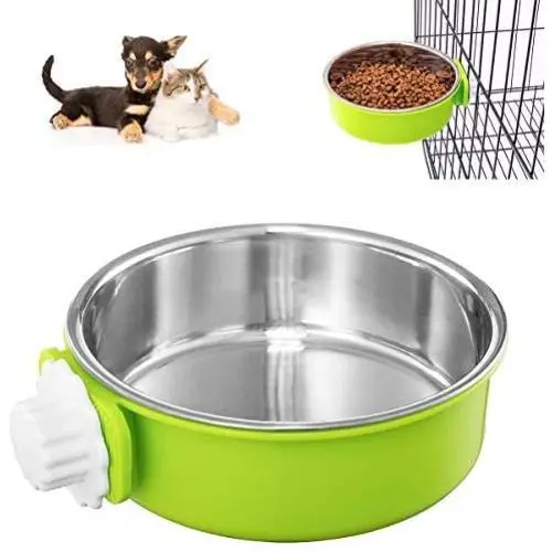 Crate Dog Bowl, Removable Stainless Steel Coop Cup Hanging Pet Cage Bowl Large Water Food Feeder for Dogs Cats Rabbits Crate Dog Bowl, Removable Stainless Steel Coop Cup Hanging Pet Cage Bowl Large Water Food Feeder for Dogs Cats Rabbits