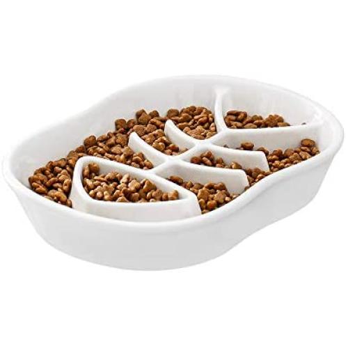 Ceramic Slow Feeder Dog Bowls Cat Bowl -Ceramic Fun Interactive Feeder Bloat Stop Cat Bowl Preventing Feeder Anti Gulping Healthy Eating Diet Pet Bowls Against Bloat, Indigestion and Obesity