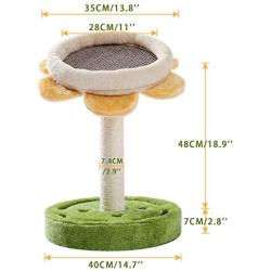 Made4Pets Cat Tree, Three-in-one Cat Scratching Post, Sunflower Shape Cat Lounge Bed with Cat Funny Balls for Small to Adult Cats