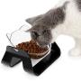 GAPZER Raised Cat Food Water Bowl, 15° Adjustable Detachable Elevated Stand Tilted Pet Feeder Bowl No-Spill Anti-Overturn for Dog Cats Kitten