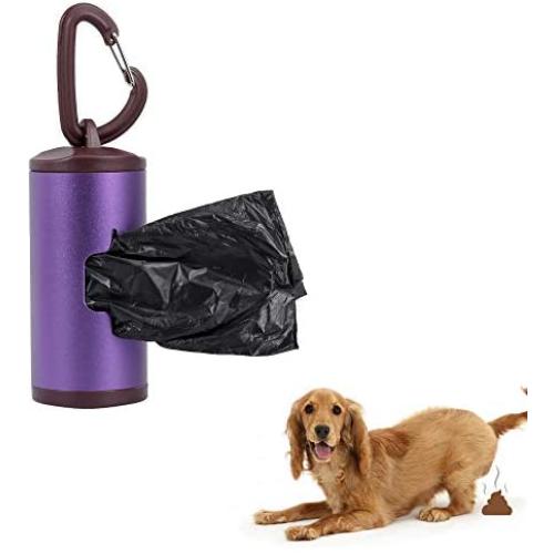 Decdeal Pet Poop Holder Dog Waste Dispenser Aluminum Alloy Tube Includes 15pcs Waste Bags Refillable