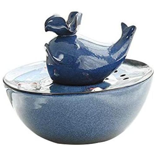 THMY Ceramic Cat Water Fountainâ€‚Automatic Circulation Pet Water Dispenser Healthy and Hygienic Pet Drinking Fountain with Quiet Water Pump Electric Water Bowl for Cats and Dogs 0.9 Liters