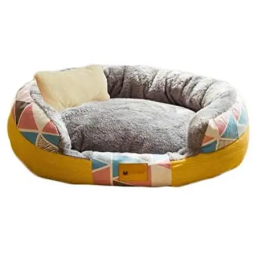 CLL Deluxe PET and PET Dog - Plush, Soft Washable, Soothing, Dog Bed, Donut Cuddler, Round Dog Bed, Sleeping Comfortable, (YellowM-18.9''x 15'') CLL Deluxe PET and PET Dog - Plush, Soft Washable, Soothing, Dog Bed, Donut Cuddler, Round Dog Bed, Sleeping Comfortable, (YellowM-18.9''x 15'')