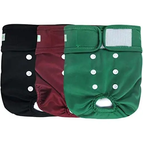 wegreeco Luxury Washable Reusable Dog Diapers (Stylish Pattern) - Durable Female Dog Diapers, Doggie Diapers, 3 Pack (Burgundy, Black, Jade, X-Large) wegreeco Luxury Washable Reusable Dog Diapers (Stylish Pattern) - Durable Female Dog Diapers, Doggie Diapers, 3 Pack (Burgundy, Black, Jade, X-Large)