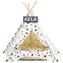 OTFTCWYP Pet Teepee Tent Dog Cat Toy House Portable Washable Pet Bed Star Pattern Not Contain Mat