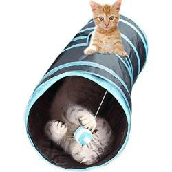 SunGrow Collapsible Cat Play Tunnel, Interactive Portable Kitty Tube with Peep Hole and Crinkle Ball for Puzzle, Exercising, Hiding & Resting, Ideal for Multi-cat and Independent Playing