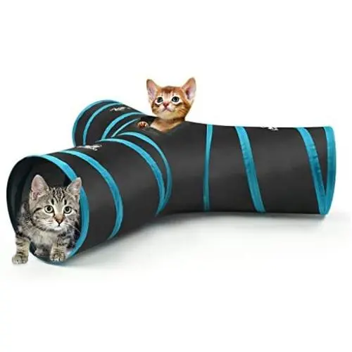Pawaboo Cat Toys, Cat Tunnel Tube 3-Way Tunnels Extensible Collapsible Cat Play Tent Interactive Toy Maze Cat House Bed with Balls and Bells for Cat Kitten Kitty Rabbit Small Animal Pawaboo Cat Toys, Cat Tunnel Tube 3-Way Tunnels Extensible Collapsible Cat Play Tent Interactive Toy Maze Cat House Bed with Balls and Bells for Cat Kitten Kitty Rabbit Small Animal