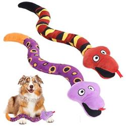 SCENEREAL Dog Squeaky Toy - Snake 2 Pack Stuffed Puppy Chew Toy Interactive Game Toys for Small Medium Dogs, Puppy