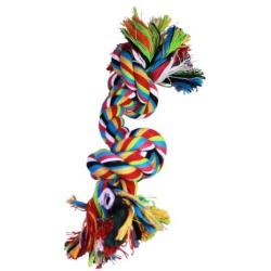 T-Pet Two Knots Braided Colorful Pet Dog Chew Tug Rope Bone Toy 10'' Long Medium