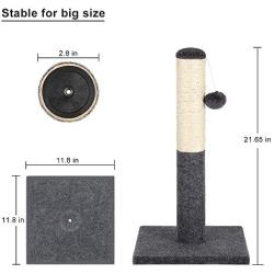 Cat Scratching Post Tower Vertical Sisal Rope Kitten Scratcher Tree Tall Carpet Base Scratch Posts with Interactive Ball for Kitties Large Cats and Pets