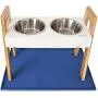 Leashboss Splash Mat XL Silicone Dog Food Mat (Blue) and Skyrise Adjustable Elevated Dog Feeder - Modern Raised Dog Bowls Adjust to 3 Heights, 8'', 11'', 14'' Leashboss Splash Mat XL Silicone Dog Food Mat (Blue) and Skyrise Adjustable Elevated Dog Feeder - Modern Raised Dog Bowls Adjust to 3 Heights, 8'', 11'', 14''