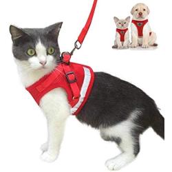 Cat Harness and Leash Escape Proof and Dog Harness Adjustable Soft Mesh Vest Harness for Walking with Reflective Strap for Pet Kitten Puppy Rabbit