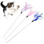 Bullker Kolefei Pet Cat Kitten Sequin Feather Teaser Palying Stick Wand Rod Interactive Toy for Home Purple