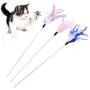 Bullker Kolefei Pet Cat Kitten Sequin Feather Teaser Palying Stick Wand Rod Interactive Toy for Home Purple Bullker Kolefei Pet Cat Kitten Sequin Feather Teaser Palying Stick Wand Rod Interactive Toy for Home Purple