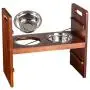 Pet Bowls for Cats and Dogs, Raised 3 Adjustable Wooden Elevated Feeder Stand with 2 Stainless Steel Bowls and Waterproof pad Pet Bowls for Cats and Dogs, Raised 3 Adjustable Wooden Elevated Feeder Stand with 2 Stainless Steel Bowls and Waterproof pad