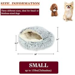 Rainlin Pet Bed- Round Soft Plush Burrowing Cave Hooded Cat Bed Donut for Dogs & Cats, Faux Fur Cuddler Round Comfortable Self Warming Indoor Sleeping Bed Pink (19.7''x19.7'')