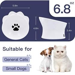 Frewinky Cat Bowl,Ceramic Cat Bowls Anti Vomiting,Raised Cat Food Bowl for Flat Cats and Small Dogs,Tilted Elevated Cat-Bowl Protect Pets Spine,No Whisker Fatigue