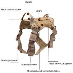Tylu Tactical Dog Harness Military Dog Working Dog Vest Adjustable Training Vest No-Pull Front Leash Clip Wear-Resisting K9 Harness with Handle & Metal Buckle for Outdoor Patrol Training Hunting