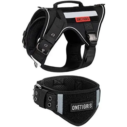 Tactical Dog Harness and Collar Set, No Pulling Adjustable Pet Harness Reflective K9 Training Vest Military Service Dog Harness Easy Control for Medium Large Dogs(Black,M) Tactical Dog Harness and Collar Set, No Pulling Adjustable Pet Harness Reflective K9 Training Vest Military Service Dog Harness Easy Control for Medium Large Dogs(Black,M)