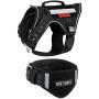 Tactical Dog Harness and Collar Set, No Pulling Adjustable Pet Harness Reflective K9 Training Vest Military Service Dog Harness Easy Control for Medium Large Dogs(Black,M)