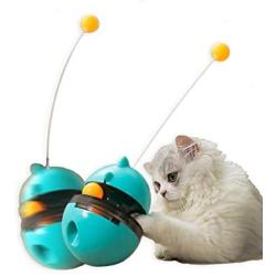 SUJAYU Cat Slow Feeder Ball, Tumbler Design Cat Food Dispenser Slow Eating Interactive Cat Toy Ball Detachable Wand Pet Puzzle Feeder