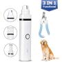 TDYNASTY DESIGN Dog Nail Grinder Quiet Electric Dog Nail Trimmer Kit for Dogs & Cats, 3 in 1 Pet Trimmer, Multi-Function Painless Pet Paws Grooming Smoothing Clipper, Portable & Rechargable