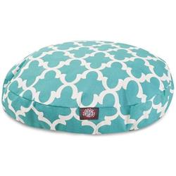 Teal Trellis Medium Round Indoor Outdoor Pet Dog Bed With Removable Washable Cover By Majestic Pet Products