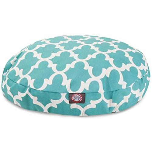 Teal Trellis Medium Round Indoor Outdoor Pet Dog Bed With Removable Washable Cover By Majestic Pet Products