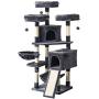 IBUYKE 63'' Cat Tree Tower for Large Cats Play Furniture Cat Condo with Sisal Scratching Posts&Board, Cat Hammock Basket, Dangling Balls, Smoke Gray, Light Gray, Beige UCT021