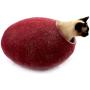Kivikis Cat Bed, House, Cave, Nap Cocoon, Igloo, 100% Handmade from Sheep Wool (XL 17-26 pounds cat, Dark Gray) (L for 6-8 kg,12-18 pounds cat, Burgundy Dark)