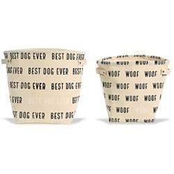 Mud Pie Canvas Toy Bins Set, Best Dog/Woof