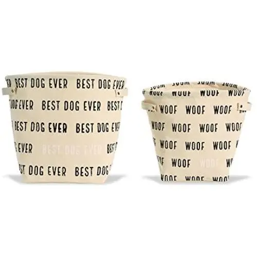 Mud Pie Canvas Toy Bins Set, Best Dog/Woof Mud Pie Canvas Toy Bins Set, Best Dog/Woof